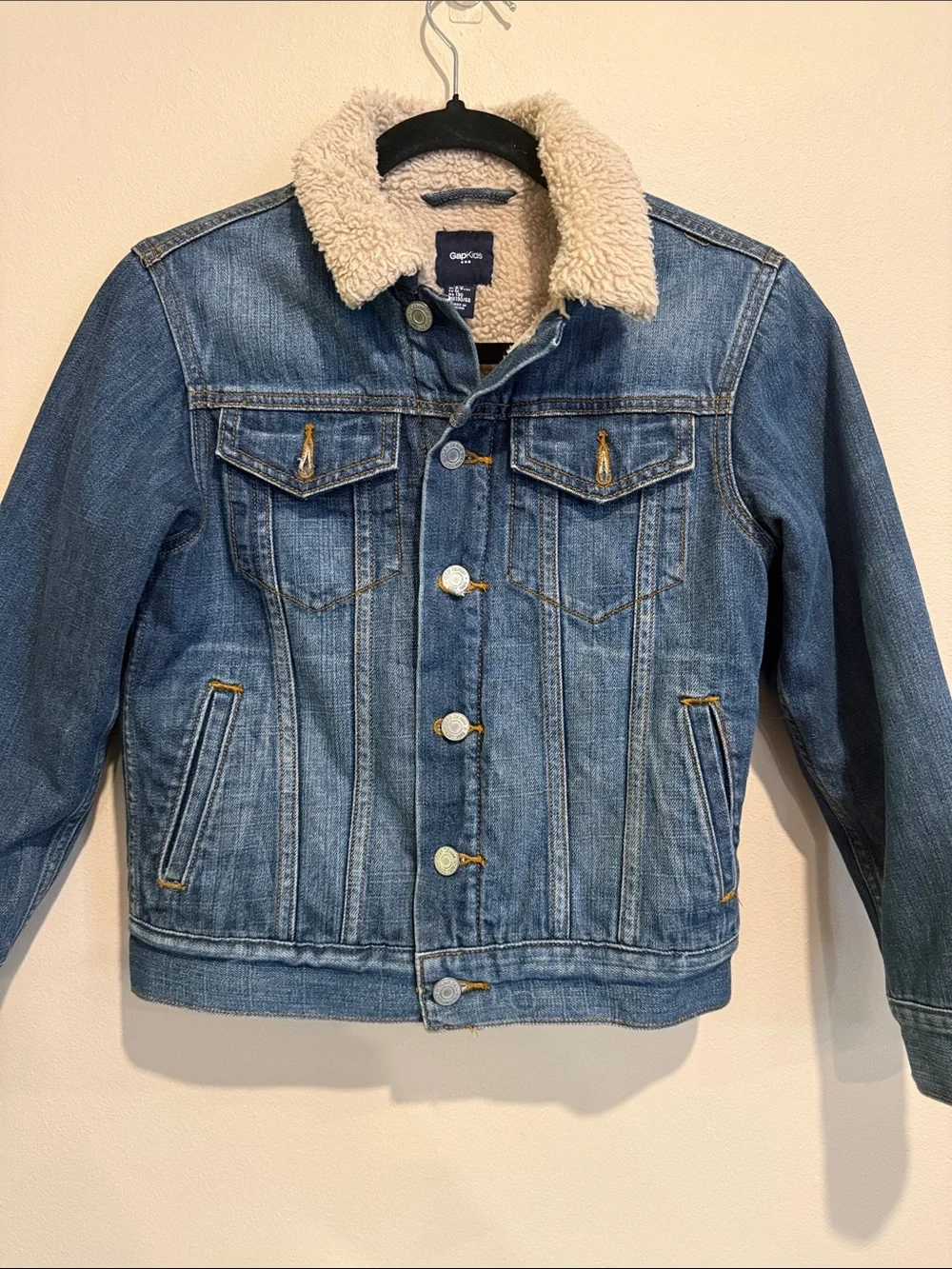 🧨Gap Kids Sherpa Collar Denim Jacket - Blue Classic Cute Comfortable Warm